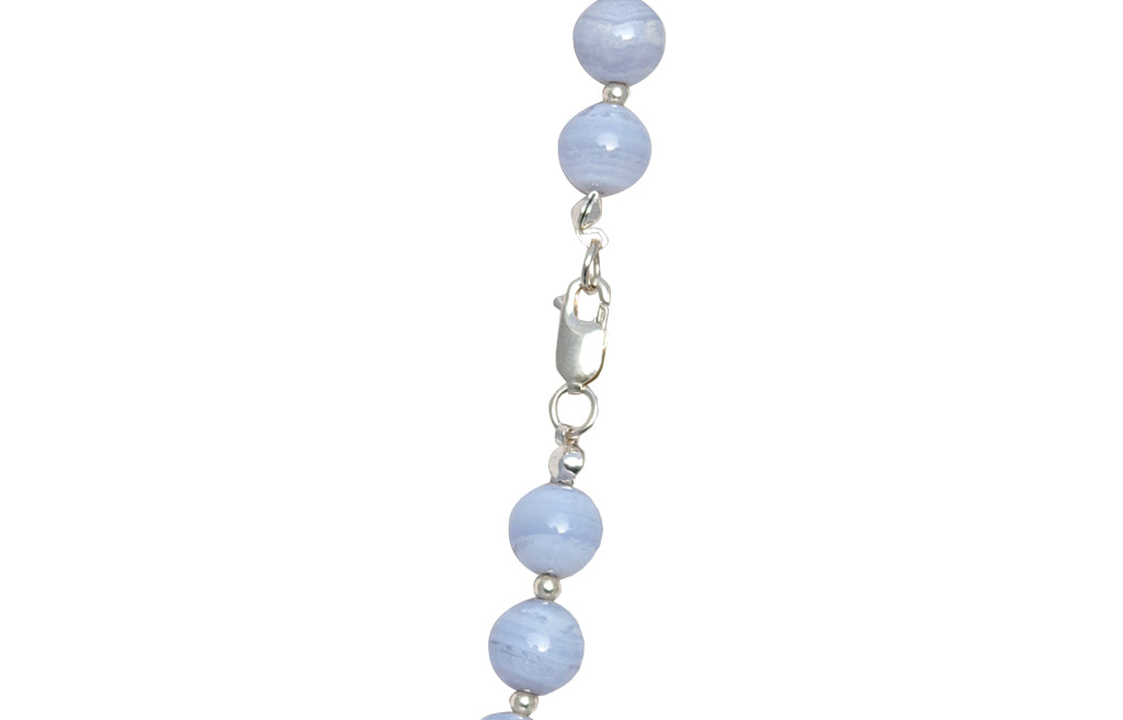 Smooth Blue Lace Agate Natural Point Crystal Necklace Luna Tide